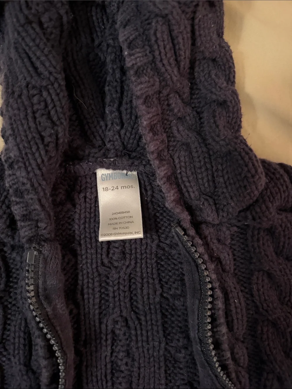 Gymboree Cable-Knit Hooded Zip Sweater - Navy Blue